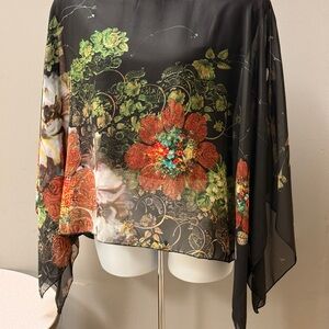 Floral Chiffon Women Batwing Top by HOLLA‎